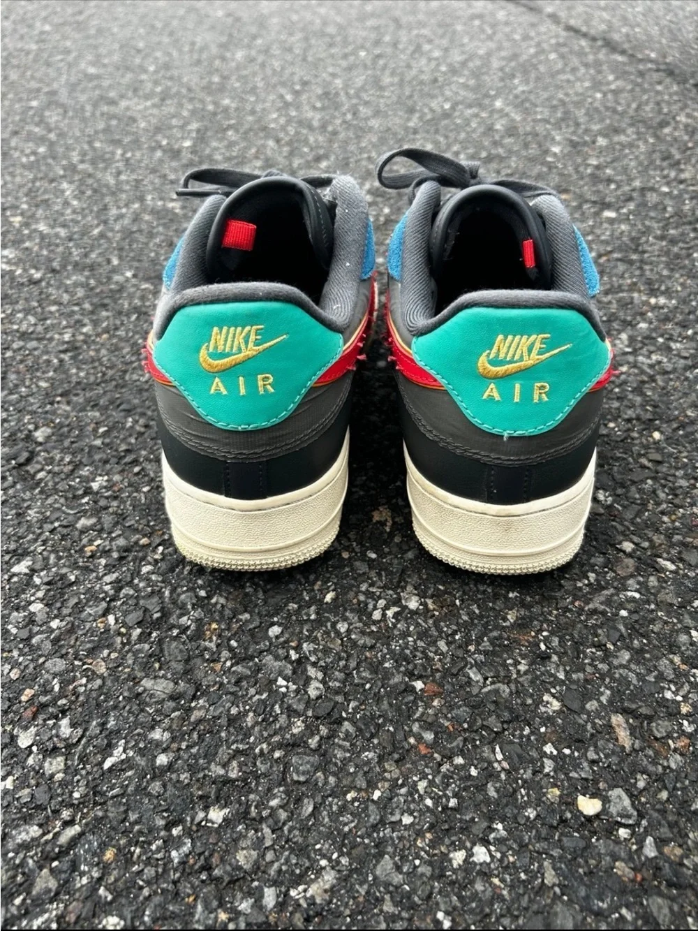 Nike Men's Multicolor Low-Top Sneakers - Black, Red, Yellow, Blue, Teal